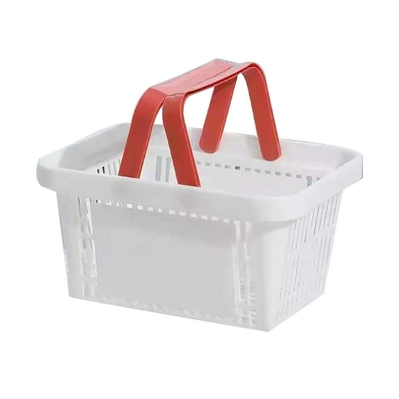 Plastic Shopping Basket, Market Grocery Basket, Foldable Handle Storage Basket with Ventilated Hollow Design, Durable Lightweight Plastic, Large Capacity 5.7L, Multipurpose Retail Basket