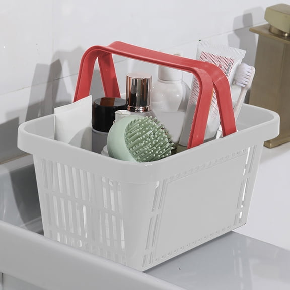 Plastic Shopping Basket with Handle, 5.7L Foldable Grocery Basket for Market Store Storage, Home Organization and Convenient Carrying