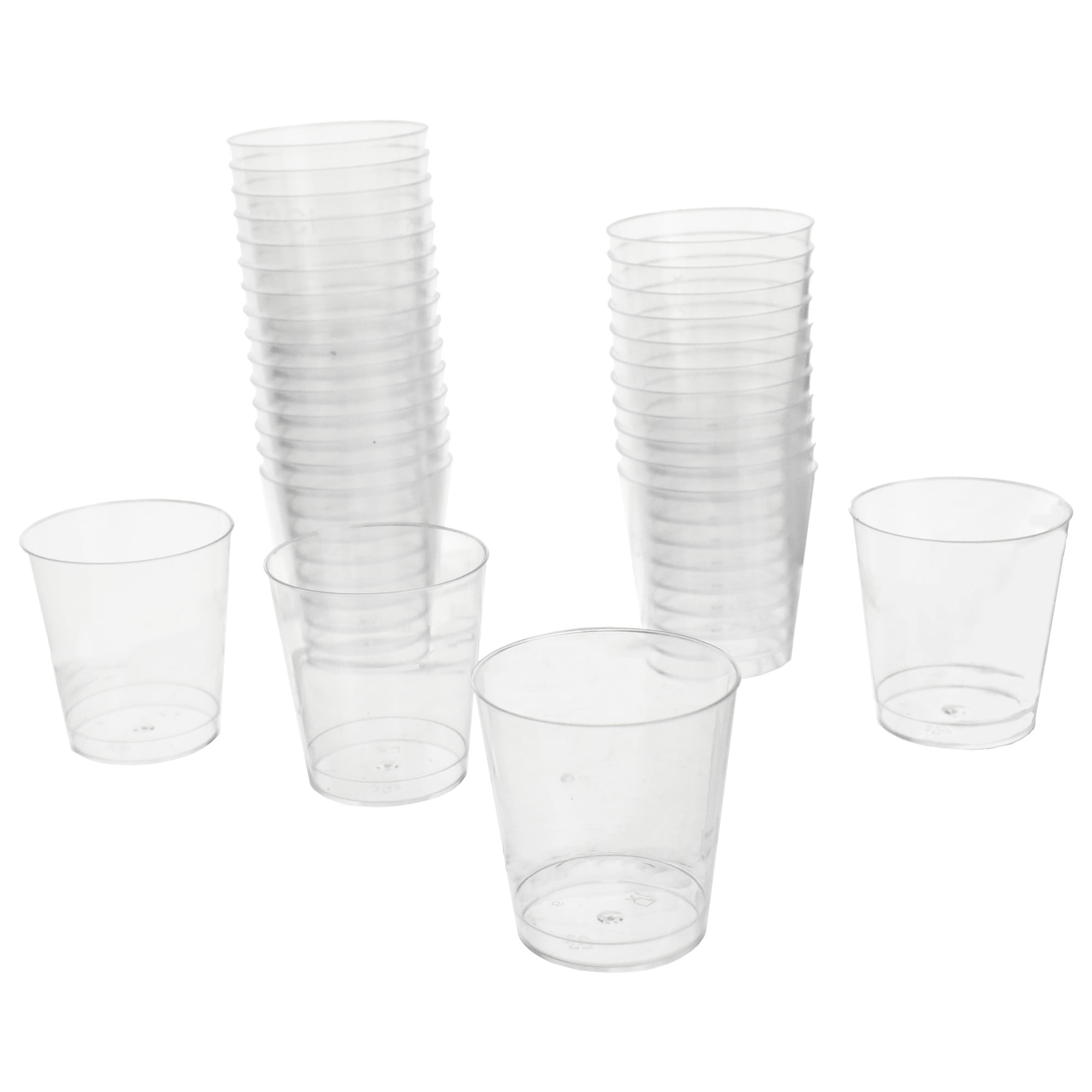 2 oz Round Clear Plastic Cannello Shot Glass - 1 1/2 x 1 1/2 x