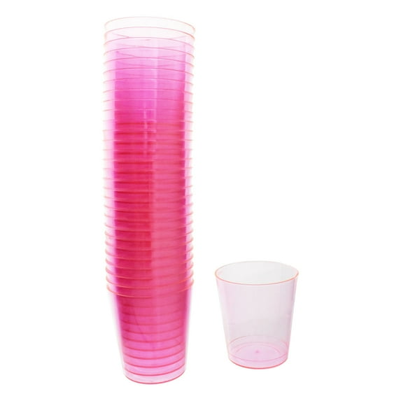 Plastic Shot Glass, 2-Inch, 1-Ounce, 30-Count - Clear Fuchsia