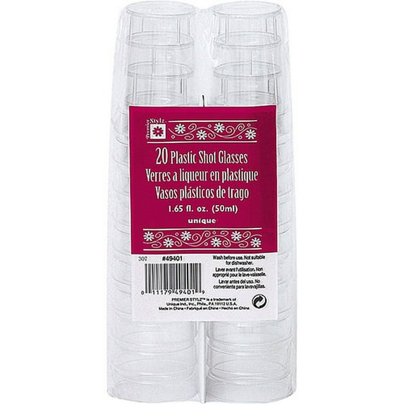 Plastic Shot Glasses, 1.65 Oz, Clear, 20ct (Pack of 12)