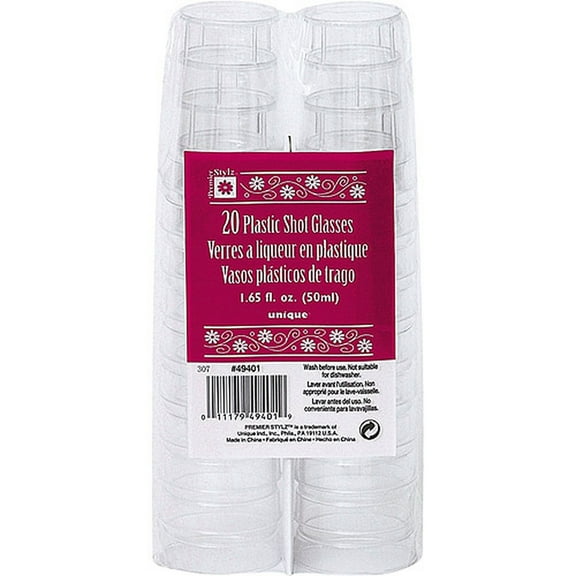 Plastic Shot Glasses, 1.65 Oz, Clear, 20ct (Pack of 32)