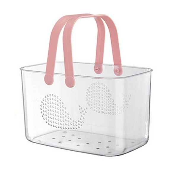 Plastic Shower Caddy Basket, Portable Shower Caddy Tote Storage Basket with Colorful Handles, Clear Toiletry Organizer Bin for Bathroom Kitchen College Dorm, 10.04x6.69x9.84"