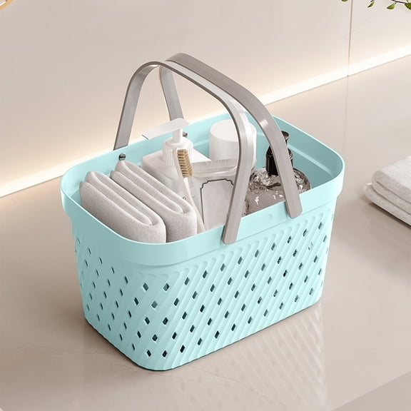 Plastic Shower Caddy Basket With Drain Holes And Handles For Bathroom Storage