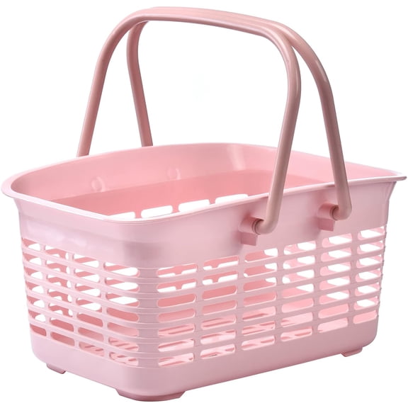 Plastic Shower Caddy Basket with Handle, Portable Organizer Storage Basket for College Dorm, Bathroom, Kitchen - Pink