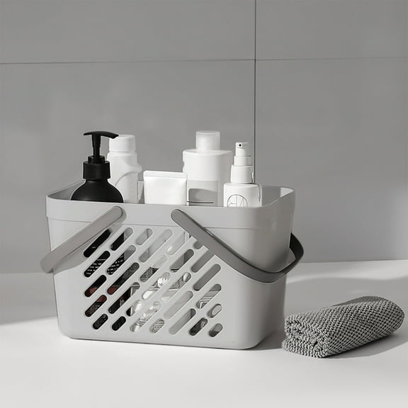 Plastic Shower Caddy with Handles | Drain Holes for Quick Drying | Blue Bathroom Storage Basket for Toiletries | Ideal for Dorms & Small Spaces