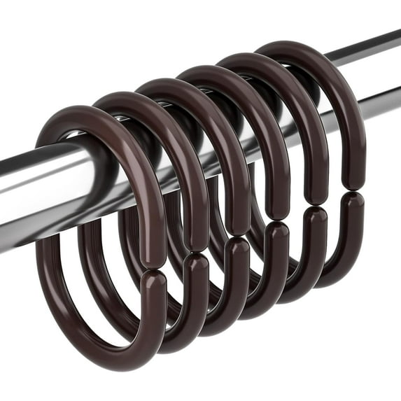 Plastic Shower Curtain Rings, Shower Curtain Hooks, 12 Pcs C Shaped Shower Hooks for Shower Curtain, Clear Shower Curtain Hooks for Bathroom