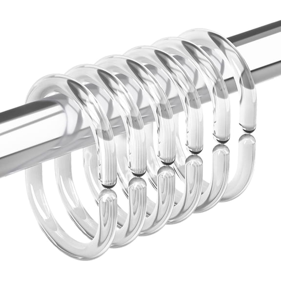 Plastic Shower Curtain Rings, Shower Curtain Hooks, 12 Pcs C Shaped Shower Hooks for Shower Curtain, Clear Shower Curtain Hooks for Bathroom