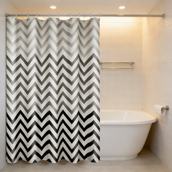 Plastic Shower Curtain, Thick Waterproof Bathroom Curtain, 70.8x70.8 Inch, Wave Pattern, Dry and Wet Separation