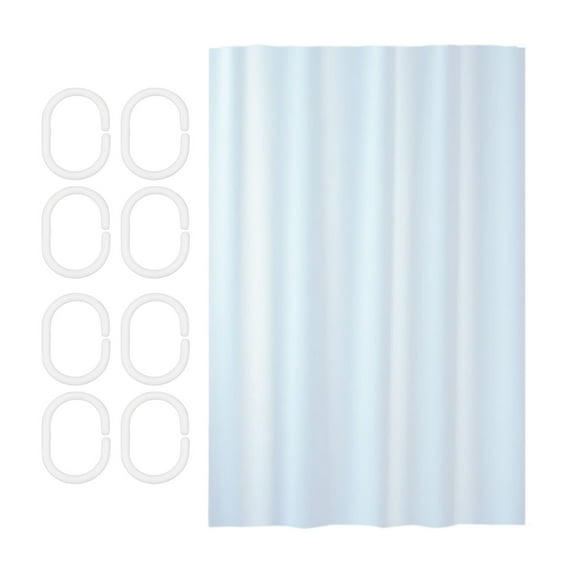 Plastic Shower Curtain with Hooks | Thickened Waterproof Bathroom & Toilet Partition Curtain | 1-Pack