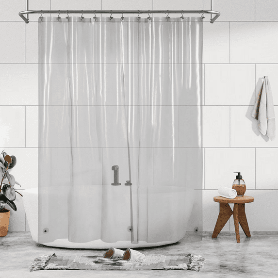 Plastic Shower Liner Clear - Premium PEVA Shower Curtain Liner with Rustproof Gr