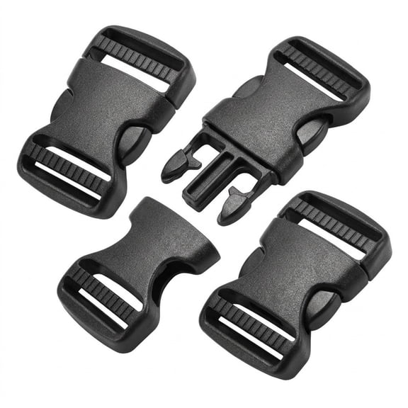 Plastic Side Release Buckles, 3 Pack 1 Inch Heavy Duty Quick Release Buckle for Strap Replacement, No-Sew Dual Adjustable Clips for Backpack, Dog Collar, Nylon Webbing Belt, Black