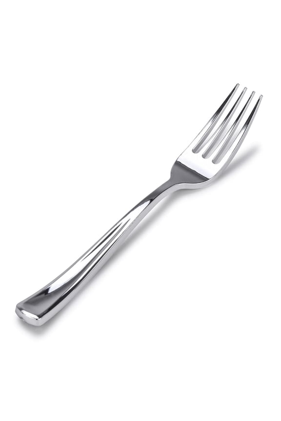 Plastic Silver Forks (75 Pack) - Glossy Silver Cutlery Forks - Disposable Silverware - Heavy Weight Plastic Silver Forks - Durable Plastic Forks for Parties - Stock Your Home