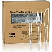 Plastic Silverware, Heavy Weight Plastic Forks Spoons Disposable Utensils Cutlery Set for Wedding Party Supplies Everyday Use