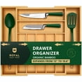 thumbnail image 1 of Royal Craft Wood Luxury Bamboo Kitchen Drawer Organizer - Silverware Organizer - Utensil Holder and Cutlery Tray with Grooved Drawer Dividers for Flatware and Kitchen Utensils (9 Slot, Natural), 1 of 11