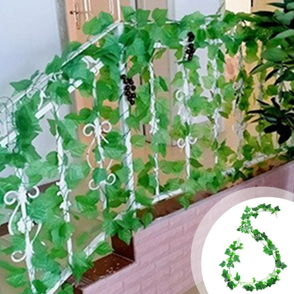 Plastic Simulation Grape Leaves, Artificial Green Leaves for Home Holiday Garden Decor, Table Centerpiece Garland