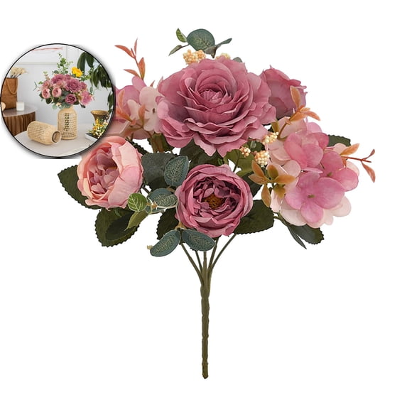 Plastic Simulation Rose Bouquet, Realistic Artificial Flower Arrangement, Home Decorative Faux Floral Centerpiece for Living Room Use