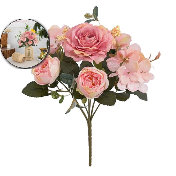 Plastic Simulation Rose Bouquet, Realistic Artificial Flower Arrangement, Home Decorative Faux Floral Centerpiece for Living Room Use