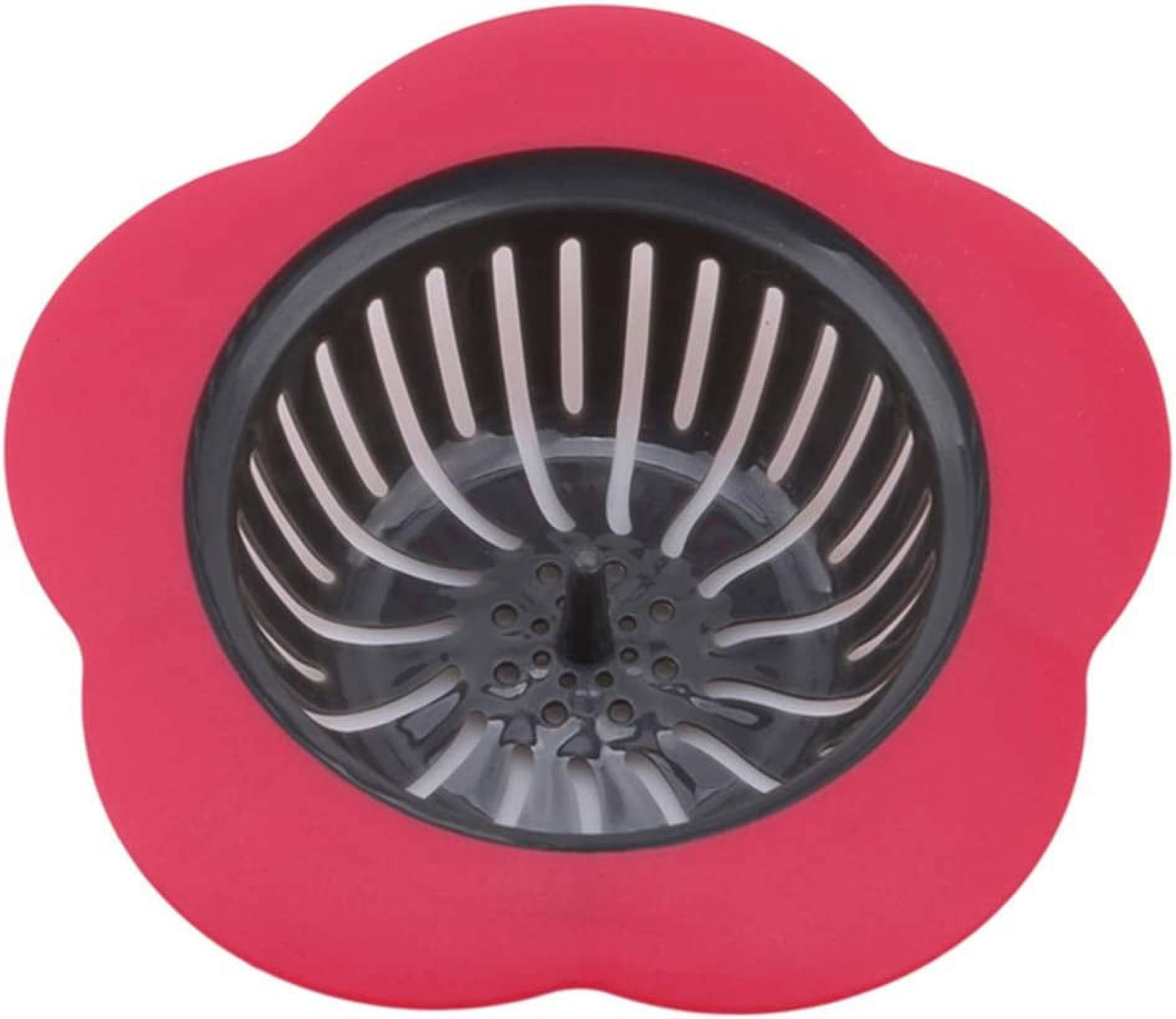 Plastic Sink Basin Strainer Waste Plug Hole Drain Stopper Filter Basket Kitchen Accessories (Red