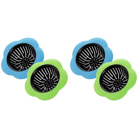 Plastic Sink Strainer, 4 Pack Flexible Kitchen Sink Drainers, Easy Clean Sink Drain Filter Basket, Kitchen Sink Basket Strainer, Traps Food Debris and Prevents Clogs