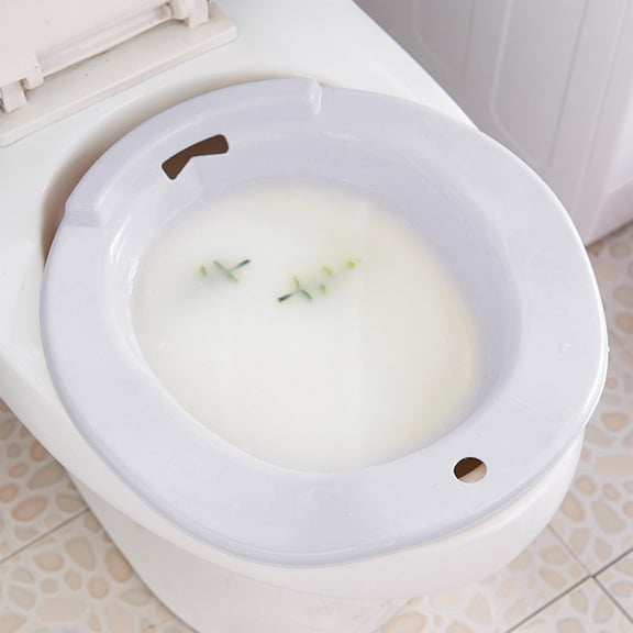 Plastic Sitz Bath Basin for Toilet - Postpartum Care Hemorrhoid Relief Soaking Tub - Ergonomic Hip Bath for Elderly Disabled - High Temperature Resistant Avoid Overflow Design - 15.35x14.37x4.52 Inch