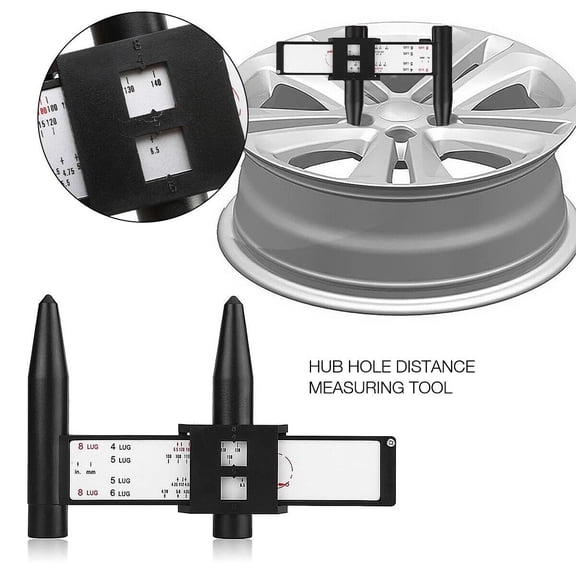 Plastic Sliding Bolt Pattern Gauge for 4-5-6-8 Lug Wheels, Inch/Metric, Measures Hole Circles, 1-Pack