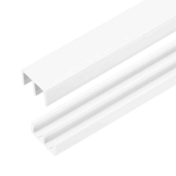 Plastic Sliding Door Track, 1.64Ft Sliding Glass Cabinet Window Track Hardware Set for 1/4" Thick Panels, for Small Bypassing Closet Door, White