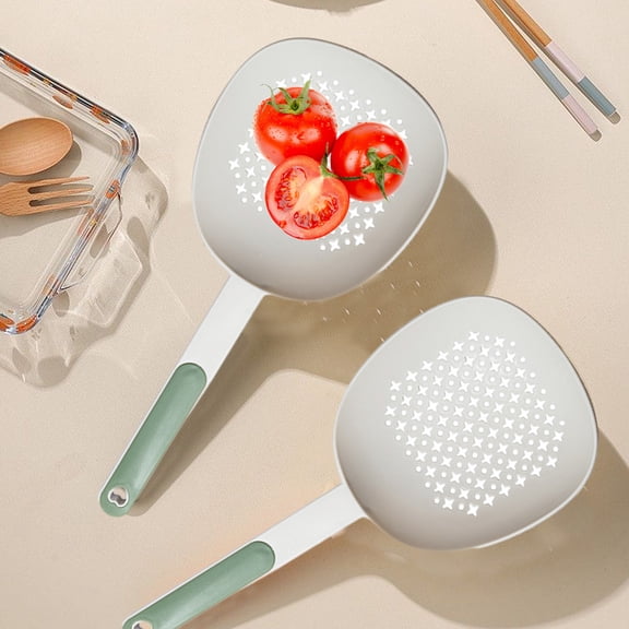 Plastic Slotted Spoon Set of 2 - Kitchen Strainer Spoon for Pasta Ravioli Dumplings - Draining Spoon for Blanching Straining Cooking - Household Serving Spoon for Noodles Vegetables - Easy Clean
