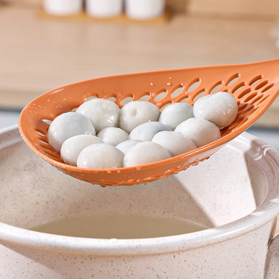 Plastic Slotted Strainer Scoop, Large Kitchen Colander Spoon with Handle for Draining Pasta/Noodles, Food Drain Shovel for Cooking, Orange Color, Kitchen Tool, Pasta Strainer,Orange,1PC
