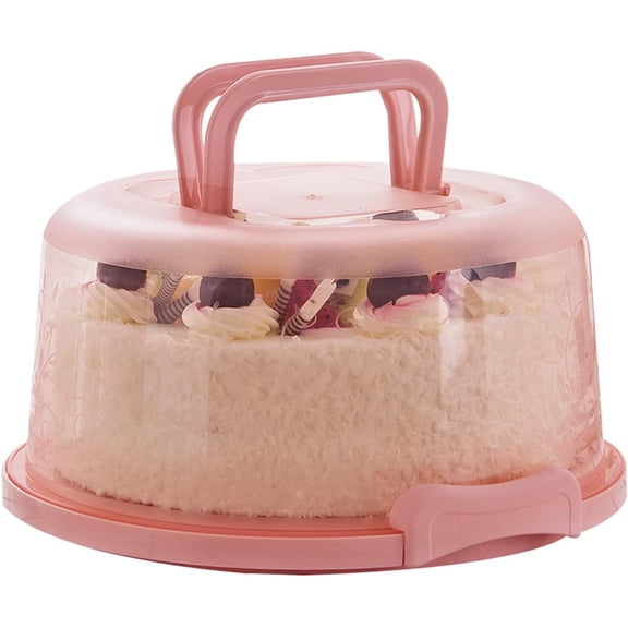 Plastic Small Cake Carrier Holder Round Container with Handle Suitable for 6~8 inch Diameter and 4 inch Height Small Cake