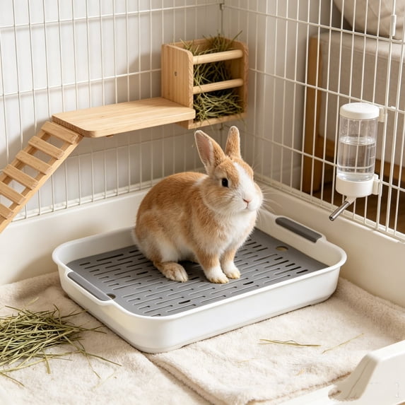 Clean Live Hogs Plastic Small Pet Litter Box with Removable Grid, Easy Clean Potty Tray ...