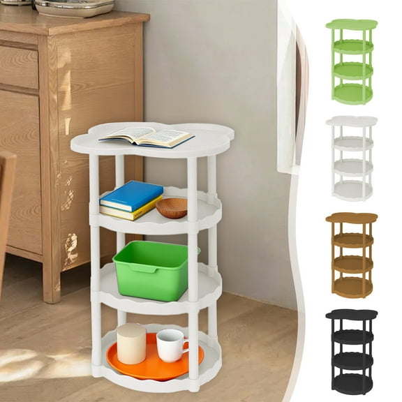 Plastic Small Table Black Plastic Sofa Side Table Small Coffee Table with Four-leaf Cloud Shelf Movable Storage Table for Living Room(1-Piece) Rkxzt