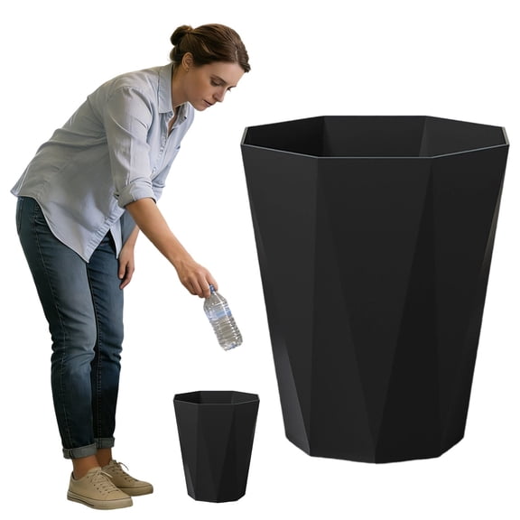 Plastic Small Trash Can Wastebasket Garbage Container Basket For Bathrooms Laundry Room Kitchens Kids Rooms Dorms, Black