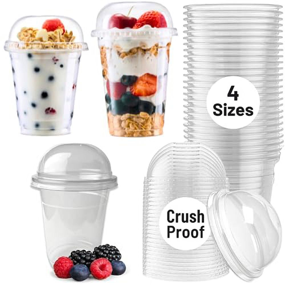 Plastic Smoothie Cups with Dome Lids 10oz / 284ml 50 Pack