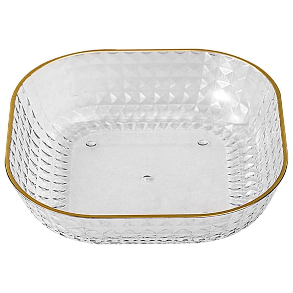 Plastic Snack Serving Bowl with Gold Rim, Decorative Dessert Nut Tray, Lightweight Serving Plate for Candy, Snacks, Fruit, Tabletop, Home Kitchen, Party Display(Style E)