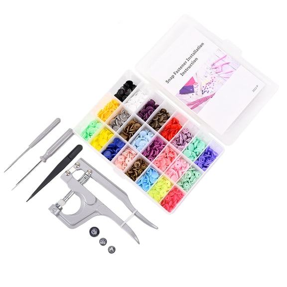 Plastic Snap Fastener Kit, 24 Colors T5 Buttons with Plier Screwdriver Awl and Storage Case, 240 Sets T5 Buttons