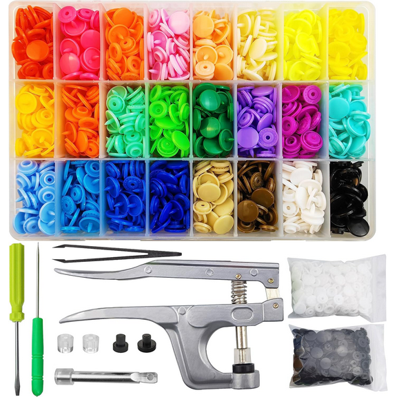 Plastic Snaps with Snap Pliers Set, 460 Sets 24-Colors Snap Buttons for Sewing, Snap Fasteners Kit for Sewing, Clothing, Crafting