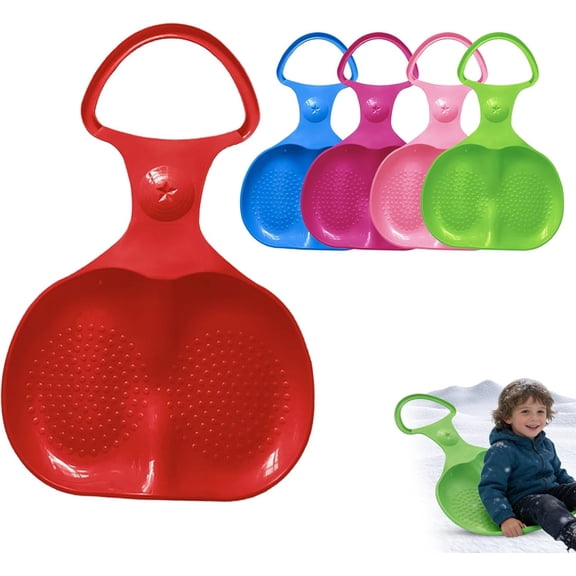 Plastic Snow Sleds for Kids - 1 Pack Toboggan & Saucer Sleds Set with Pull Rope, Outdoor Snow Disc Sleds for Toddlers and Children