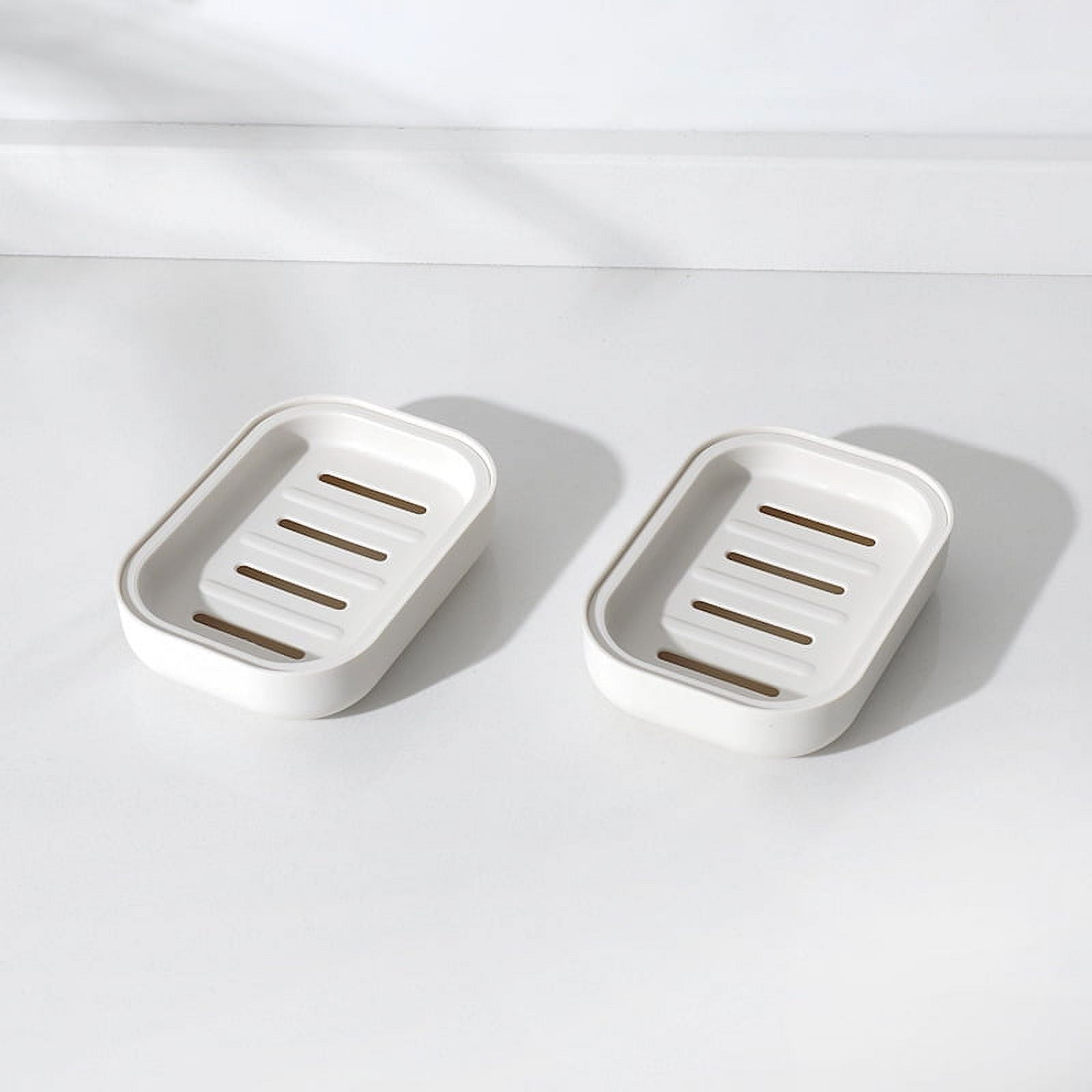 Plastic Soap Dish Plastic Soap Holder for Bathroom and Shower Double Layer/ Lid Draining Soap ...