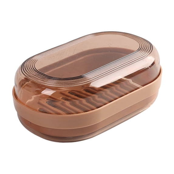 Plastic Soap Dish with Drainage Tray, Soap Holder Box 5.31 x 3.35 in for Bathroom Shower Sink Kitchen Counter, Coffee