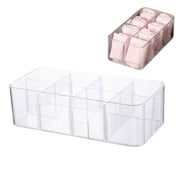 Plastic Sock Drawer Organizer, 8 Compartment Underwear Dividers Clear Acrylic Stackable Closet Storage Bin Panty Separator with Removable Spacer for Bras, Underwear, Socks, Belt, Ties