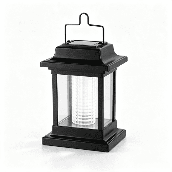 Plastic Solar Hanging Lantern, 6500K Cool White LED Waterproof Outdoor Decor Light, Auto On/Off Landscape Lighting for Garden Patio Yard