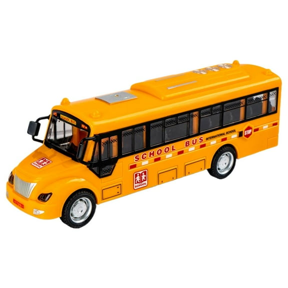 Plastic Sound and Light School Bus Toy with Vivid Details, 19.5*5*7 cm, Assorted Colors - Ideal for Pretend Play and Interactive Fun