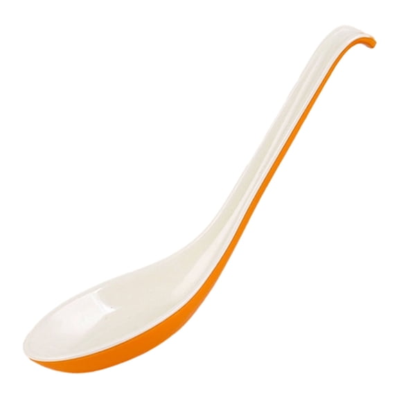 Plastic Soup Spoon,Japanese Style Spoons Rice Spoons Chinese Asian Soup Spoons with Long Handle,Reusable Wonton Soup Spoons with Hook for Home Restaurant Camping Travel Catering Use (Z-Cream Orange)