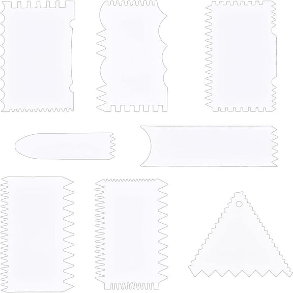 Plastic Spatulas Wide Stripes Comb Large Double Sided Smoother Spatulas for Decorating White 83~121x24~96x1~1.3mm