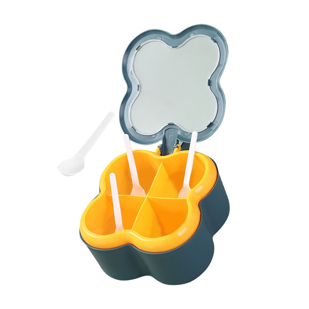 Plastic Spice Case Can FourGrid Seasoning Bottle Condiments Rack Wood