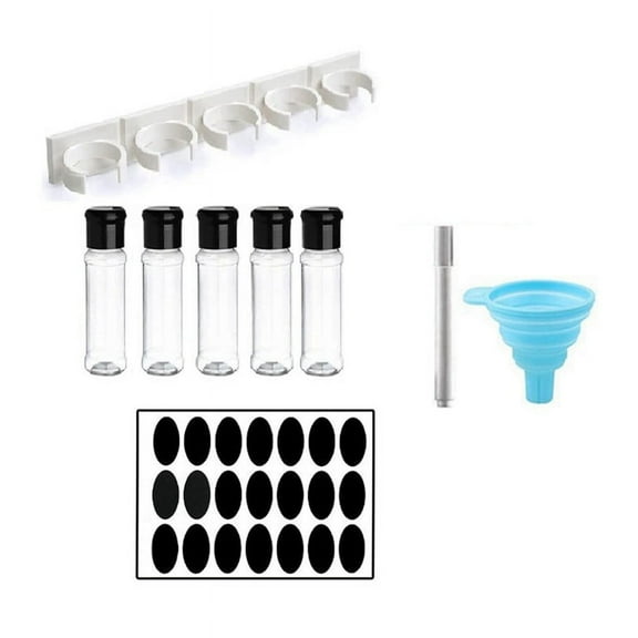 Plastic Spice Jar Organizer with Rack for Kitchen Seasoning Storage