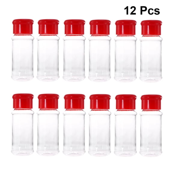 Plastic Spice Jar with Shaker Lids 12pcs Salt Pepper Shakers Seasoning Jar Barbecue Condiment Jar Bottles Cruet Container,Perfect for Storing Spice, and Powders