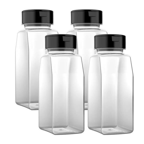 Mountain West Plastic Spice Jars with Shaker Lids 16 fl oz, 4-Pack Reusable Jars Perfect for an Organized Kitchen
