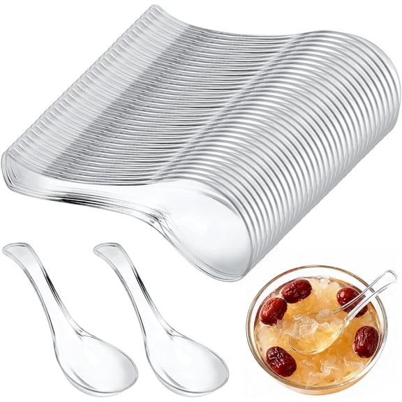 Plastic Spoons, Heat-Resistant, Polypropylene, 100-Pack, Clear